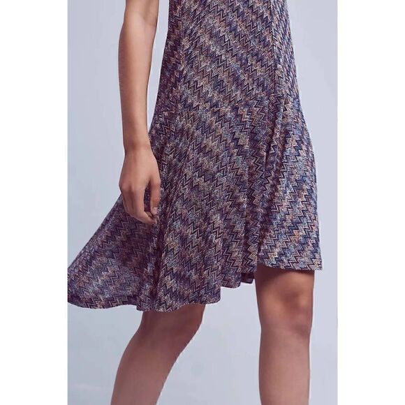 Anthropologie Maeve Swingy Drop Waist Chevron Westwater Knit Dress - Picture 3 of 10